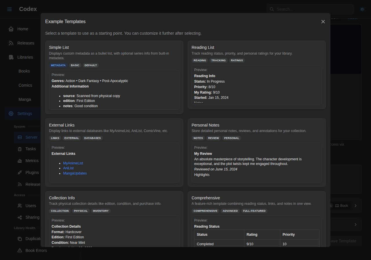 Custom Metadata Template Editor